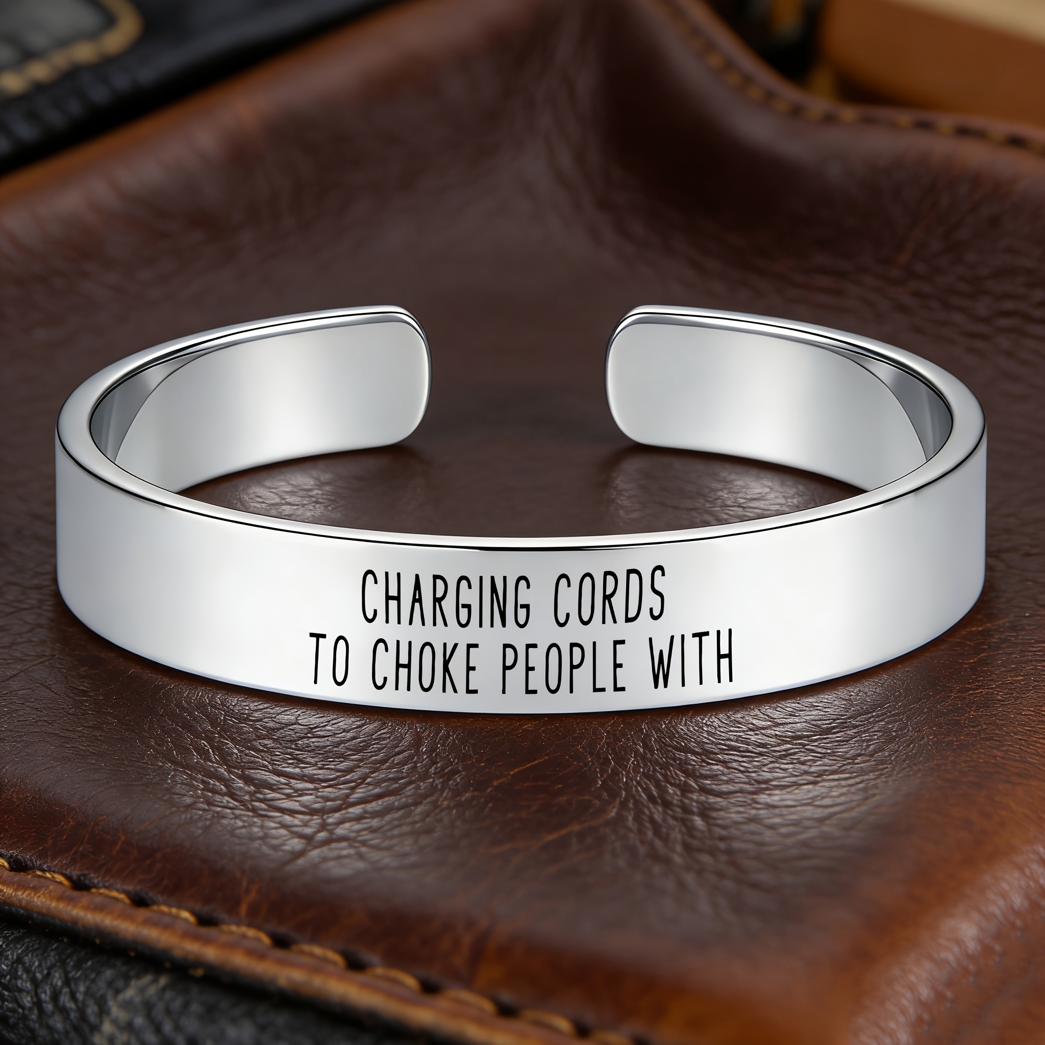 Funny 304 Stainless Steel Open Bracelet with Humorous Design